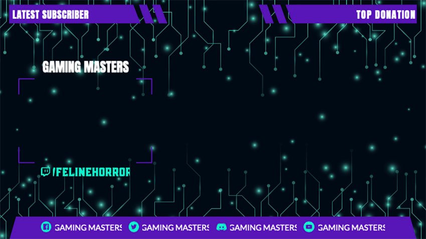 Webcam Border PNG for a Gaming Channel with Tech-Circuit Graphics